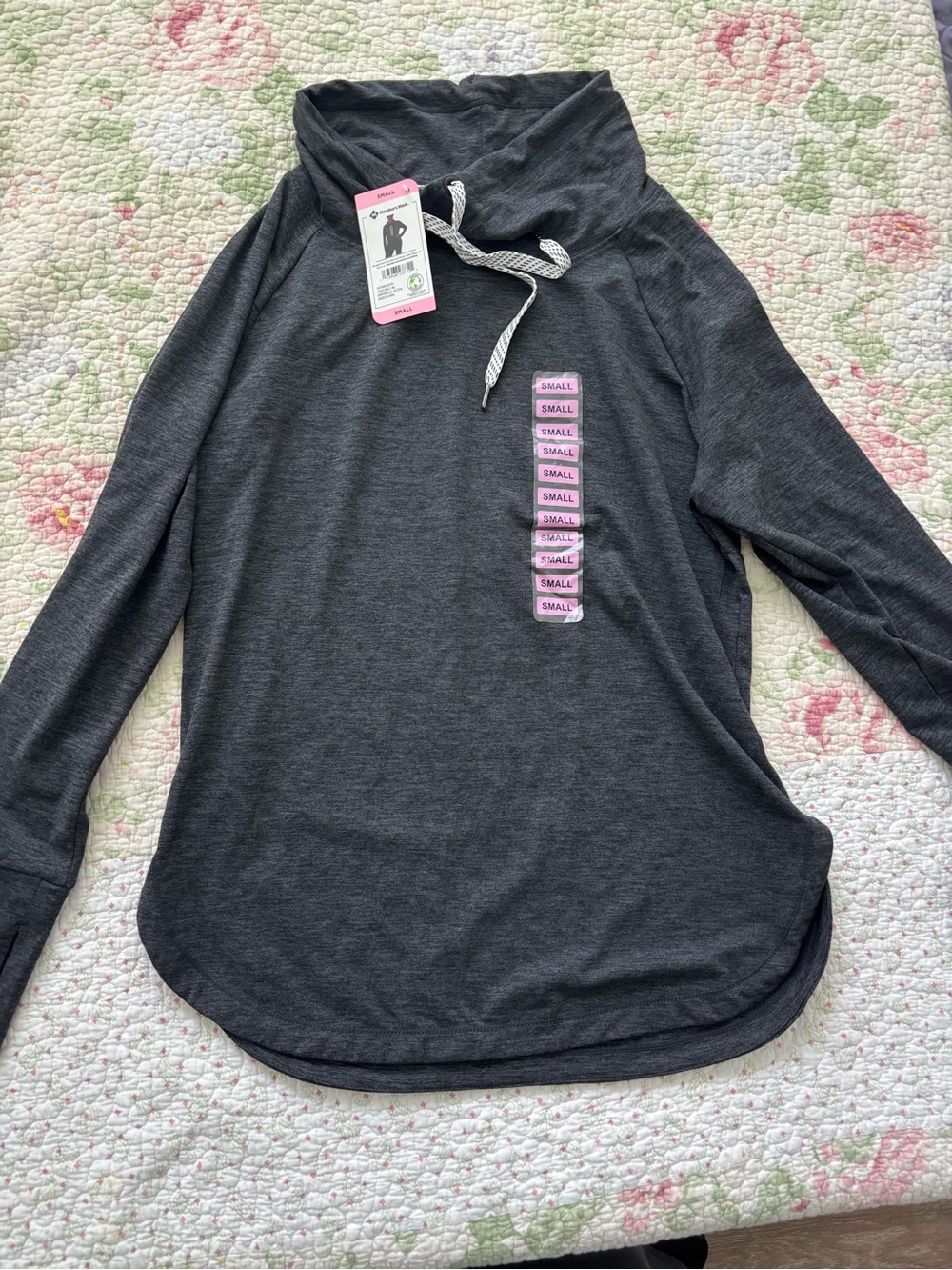 NWT Charcoal Gray Long-Sleeve Cowl Neck Pullover